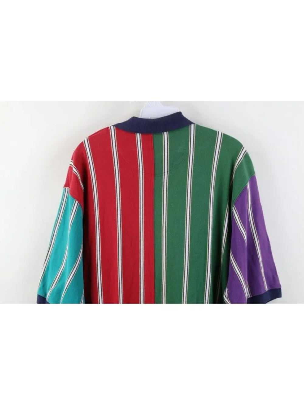 Vintage 90s Chaps Ralph Lauren Mens LT Rainbow Striped Rugby Polo Shirt Cotton